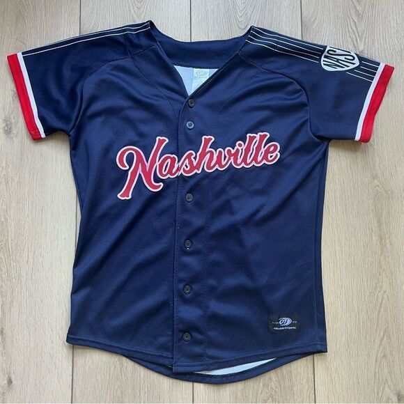 OT Sports Nashville Sounds Navy Replica Button Up Jersey Youth XL Navy Baseball - Picture 7 of 11